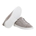 Zegna Grey Mélange Suede Triple Stitch™ Sneakers - Image 2