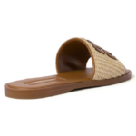 MIU MIU Raffia-effect woven fabric slides Natural - Image 3