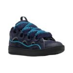 Lanvin ‘Curb’ suede and leather Sneakers in Navy - Image 2