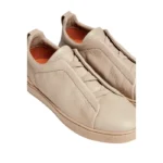 Zegna   -   Triple   Stitch   Deerskin Beige   Slip   On   Sneakers - Image 3